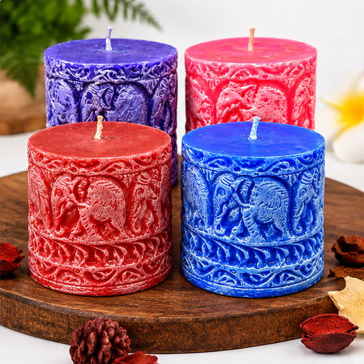 Mix Colour Elephant Design Piller Candle (Size: 3*3 Inch) 🐘 🕯️ - Image 3