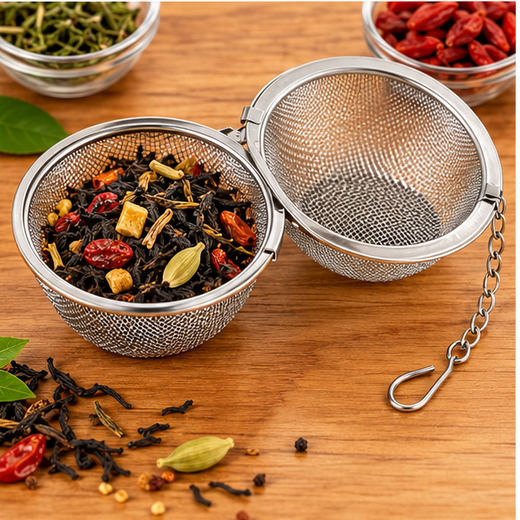 Stainless Steel Mesh Tea Ball Strainer with Chain Hook - Image 4