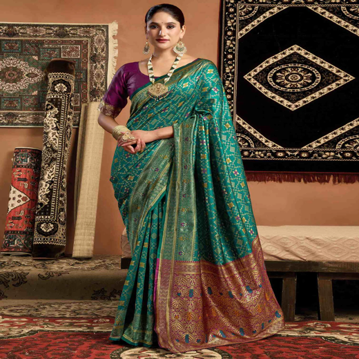 Teal Green Banarasi Silk Saree