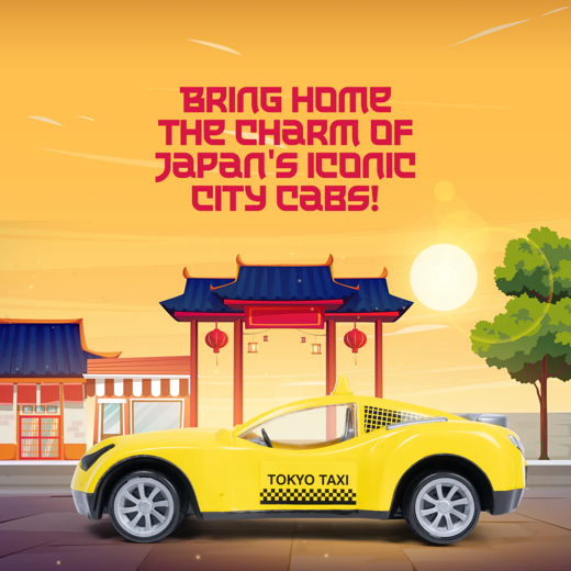 Tokyo Taxi – Friction-Powered Sporty Yellow Cab Toy - Image 3