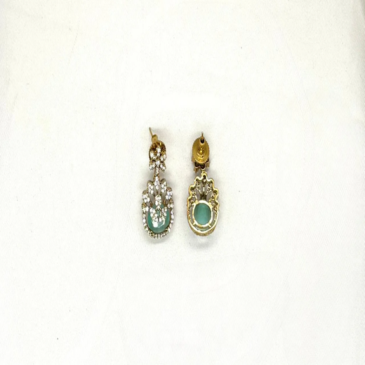 Mehndi finishing short Mint-Green stone Necklace - Image 3