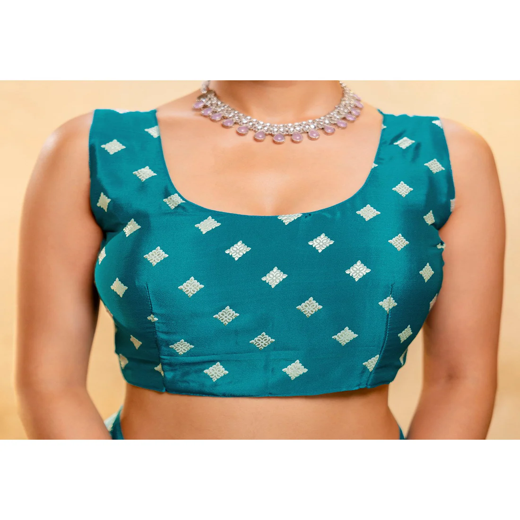 Light Mint Blue Crepe Silk Foil Printed Saree - Image 2