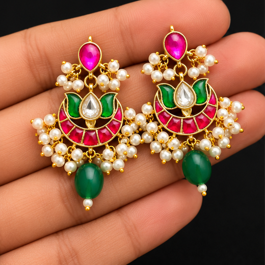 Real Jadau Kundan Earring - Image 3