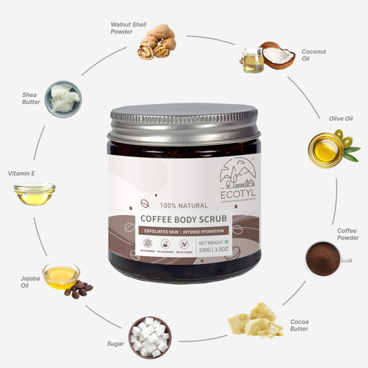 Ecotyl Natural Coffee Body Scrub | For Gentle Exfoliation | No Silicones & Mineral Oil | 100g - Image 2