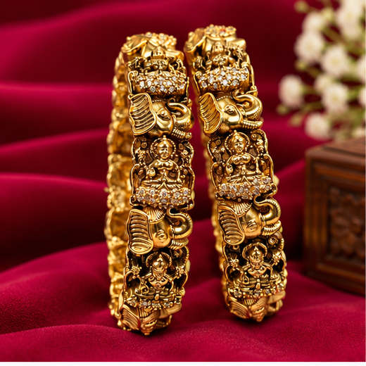 Nakshi Finishing Elephant Design With Lord Lakshmi Open-Able Bangle