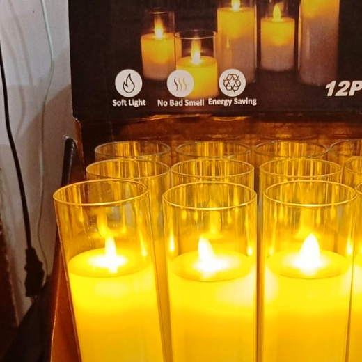 12 Piece Box Smokeless Flickering Wick Candle With Glass🕯️ Height: 16 CM - Image 3