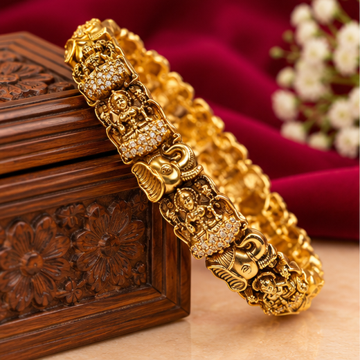 Nakshi Finishing Elephant Design With Lord Lakshmi Open-Able Bangle - Image 3