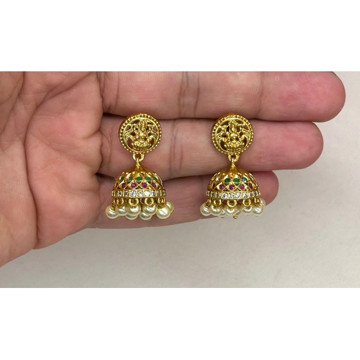 Matte finishing with lord Lakshmi and whiten stone short necklace - Image 2