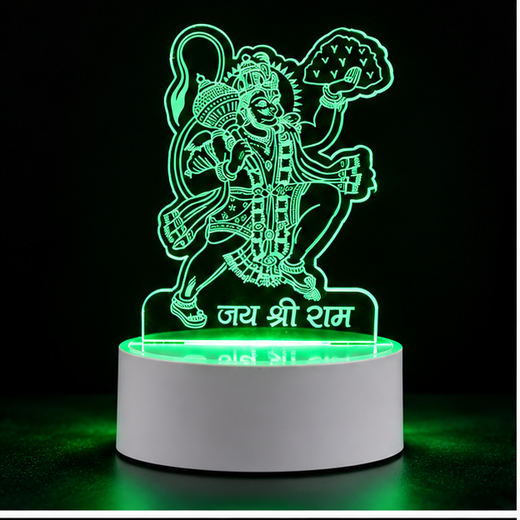 Trans Sheet Multicolour Lighting Hanuman Ji Night Lamp (Size: 10*6.5 Cm)