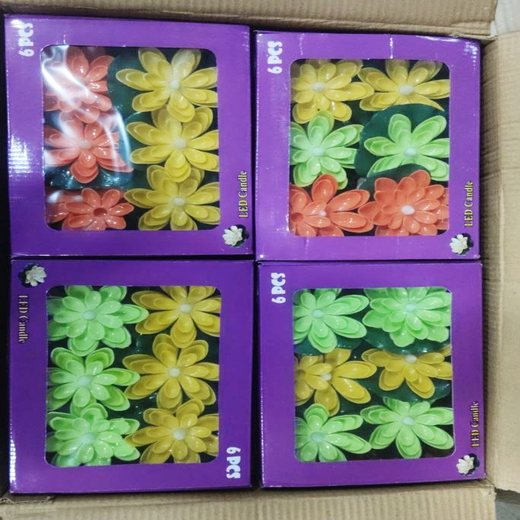 Lotus Water Sensor Plastic Diya (Indian) (6 Piece Box) - 1 Box