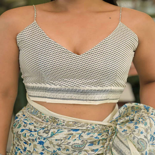 Beige Khadi Printed Saree - Image 2