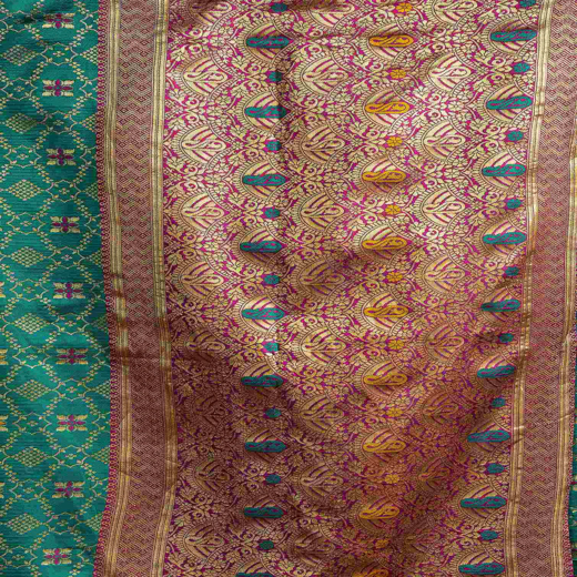 Teal Green Banarasi Silk Saree - Image 3
