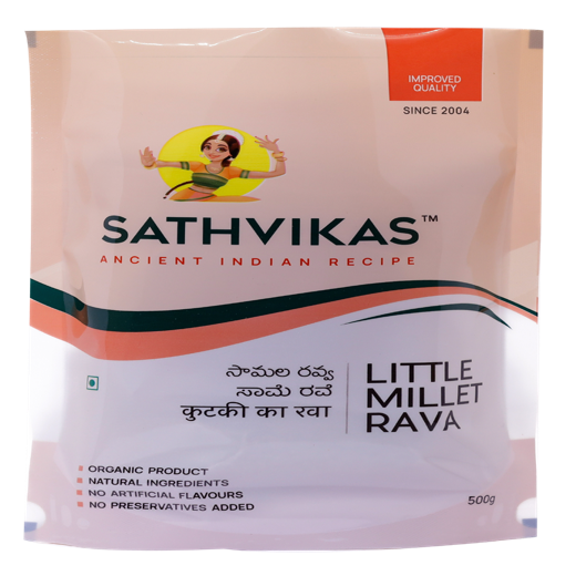 Sathvikas Samalu / Little Millet Ravva (500 grams) Pack Of 1.