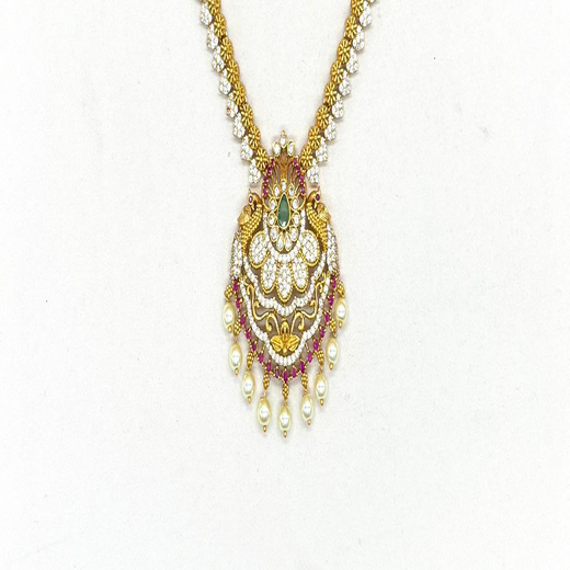 Matte finishing AD stones and floral design Short Necklace - Image 2