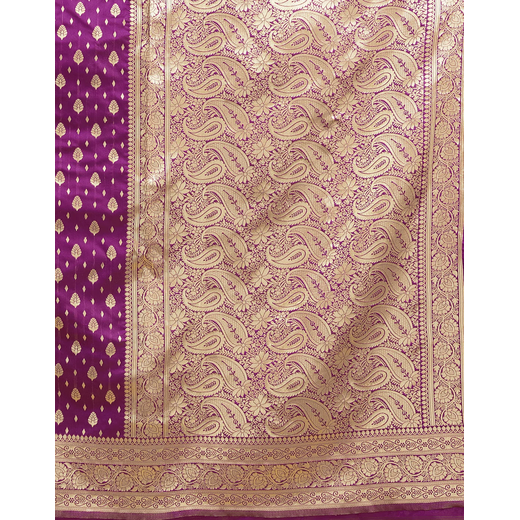 Dark Purple Silk Woven Banarasi Saree - Image 3