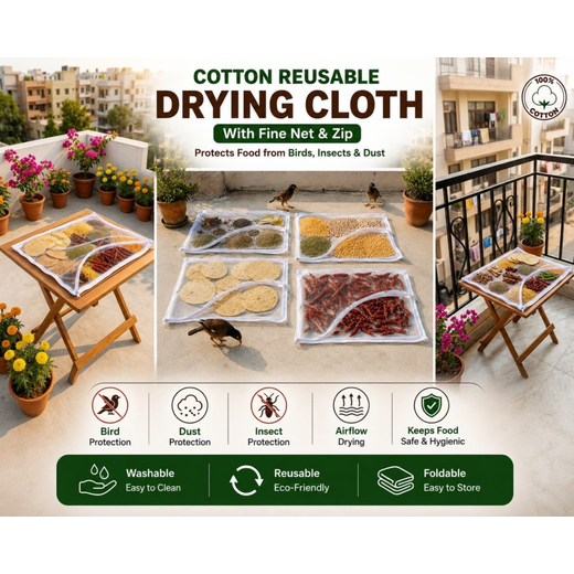 Cotton reusable Drying Cloth with Protective Net & Zipper