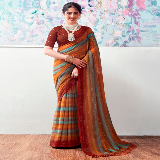 Multicoloured Georgette Printed Saree