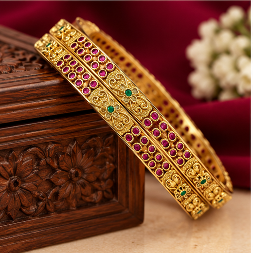 Matte Finishing Flower Design Bangle - Image 3