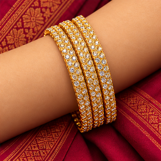 Panchloham American Diamond Leaf-And-Drop Pattern Bangles - Image 4
