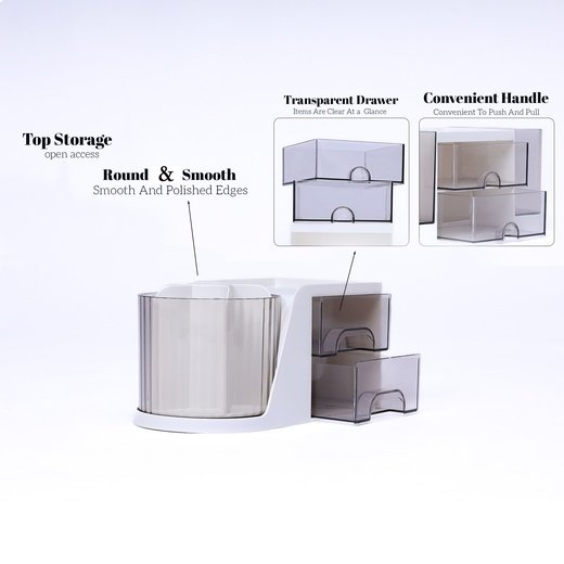 Rotating Desk Organizer with two Drawers - Image 3