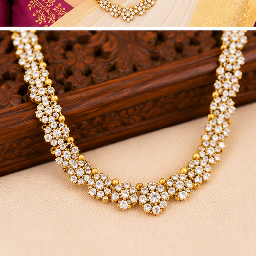 Matte finishing AD stones Floral Long Haram - Image 3