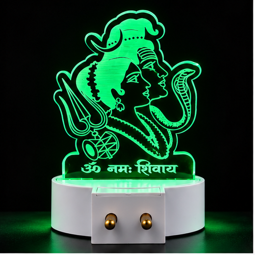 Trans Sheet Multicolour Lighting Shiv Parvati Night Lamp (Size: 10*6.5 Cm)