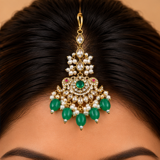 Elephant Designed Victorian Maang Tikka - Image 4