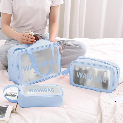 Transparent Travel Toiletry Storage Kit with Handle