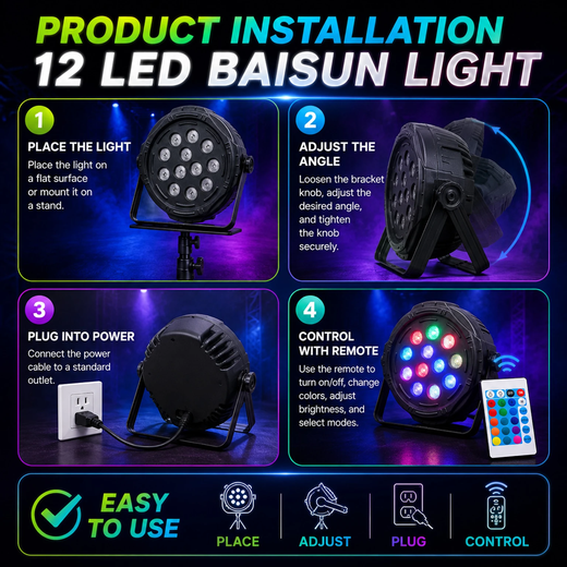 RGB 12 LED Multicolour Par Light ✨ - Image 3