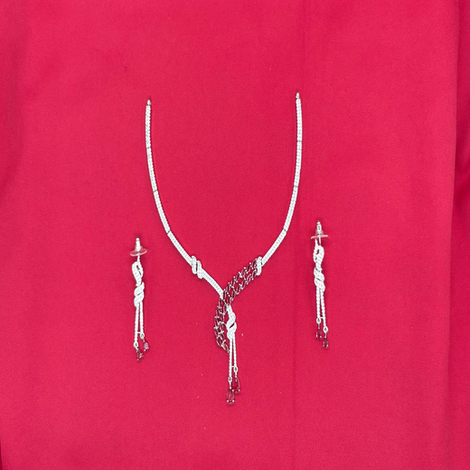 Silver American Diamonds Red stones Short Necklace - Image 2