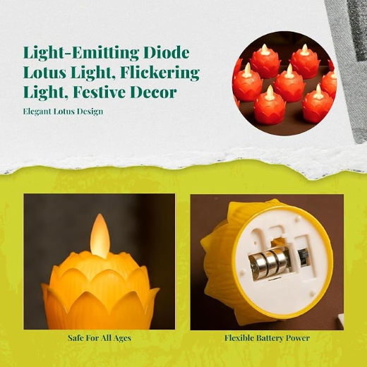 Lotus Shape Led Candle Diya - Image 3