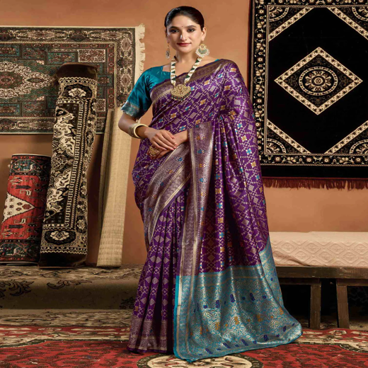 Dark Purple Banarasi Silk Saree