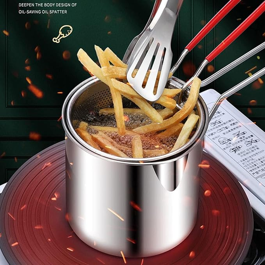 Stainless Steel Deep Fryer Pot with Basket - Image 2