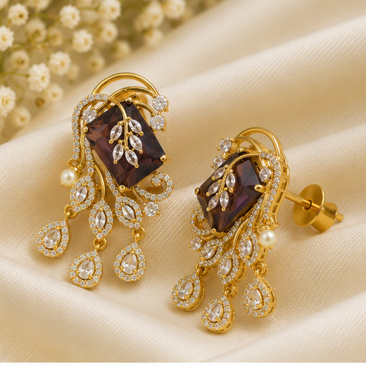Leaf Design AD Earring - Image 2