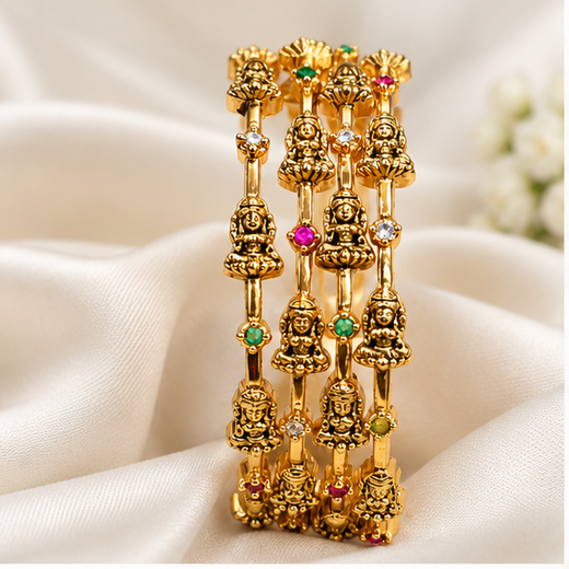 Matte Finishing Beautifully Designed Lord Lakshmi Bangle