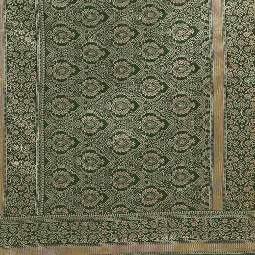 Green Silk Woven Banarasi Saree - Image 3