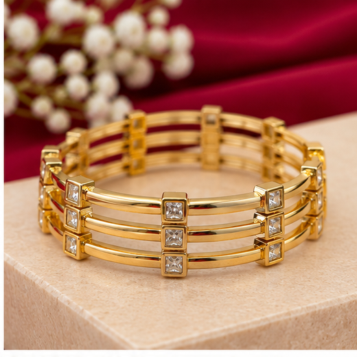 Pure Panchaloham White Stone 4 Bangles - Image 2