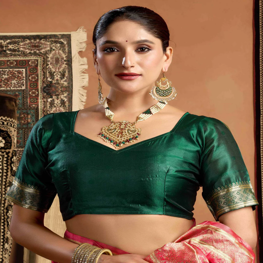 Coral Pink Banarasi Silk Saree - Image 2