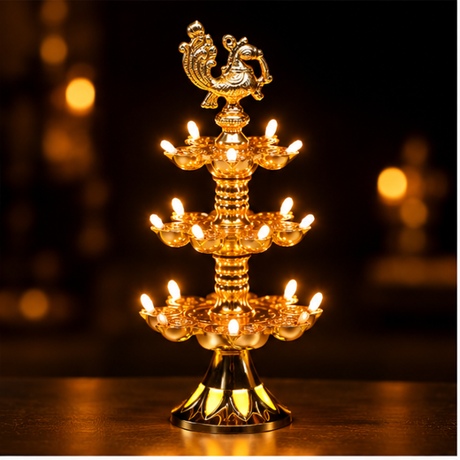 Ganga Aarti 3 Layer Peacock Jyot (21 Lamps) 🦚 - Image 3