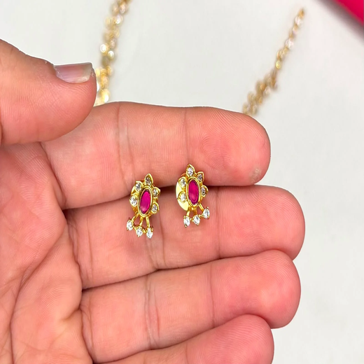 Matte finishing American diamond stones short necklace - Image 2