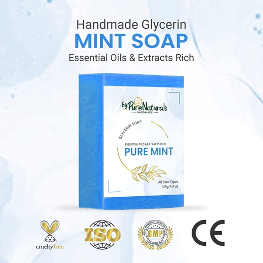Organic, Mesmerizing, and Natural Glycerin Made Mint Soap For Men Women Pack of 2 - Image 2