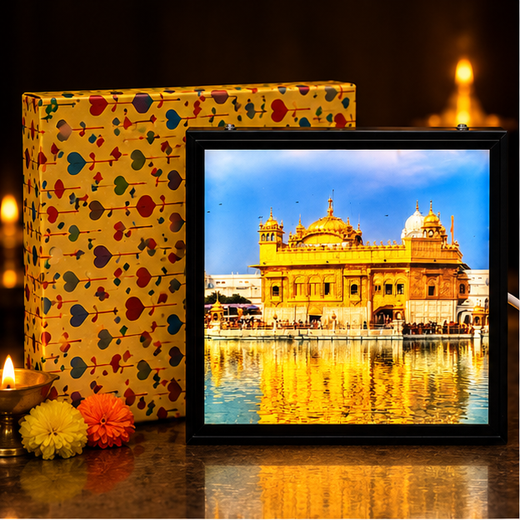 Golden Temple Lighting Showpiece Wall Hanging (DF88) (Size: 20*20 Cm)