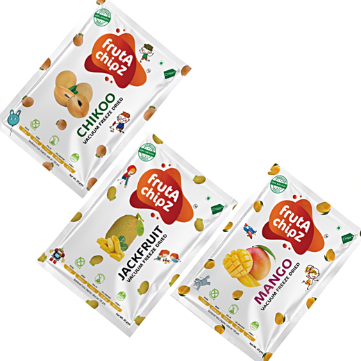 frutA chipZ Freeze Dried Fruit Mango 20 Gms/ Pineapple 20 Gms/ JackFruit 20 Gms | 100% Natural | Healthy Fruit Chips | Ready to Eat | Crunchy |