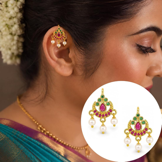Bugadi Earrings with Jadau Kundan Stones | Artificial Jewellery - Image 2