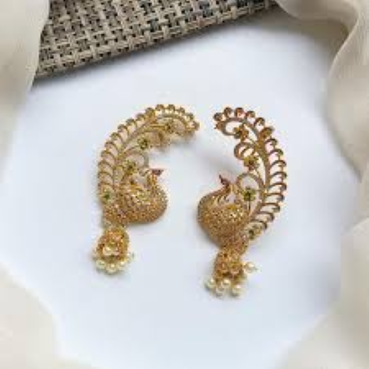 Gold Earcuff Jhumakas - Image 4