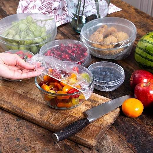 100Pcs Reusable Elastic Food Storage Plastic Covers