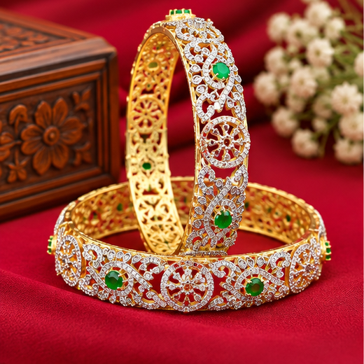G.J Polishing With Green Stones Bangle - Image 3