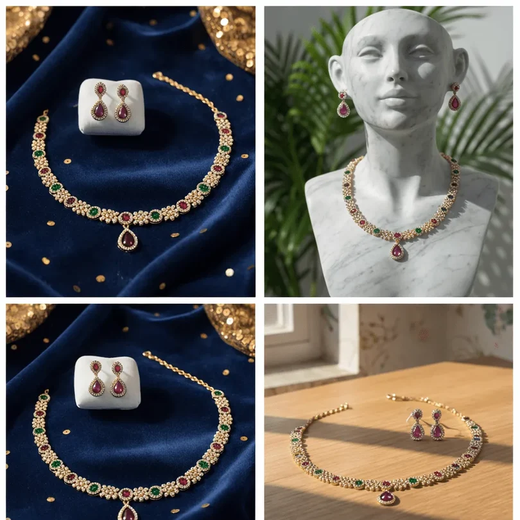 Victorian Multi Stones Short Necklace - Image 3