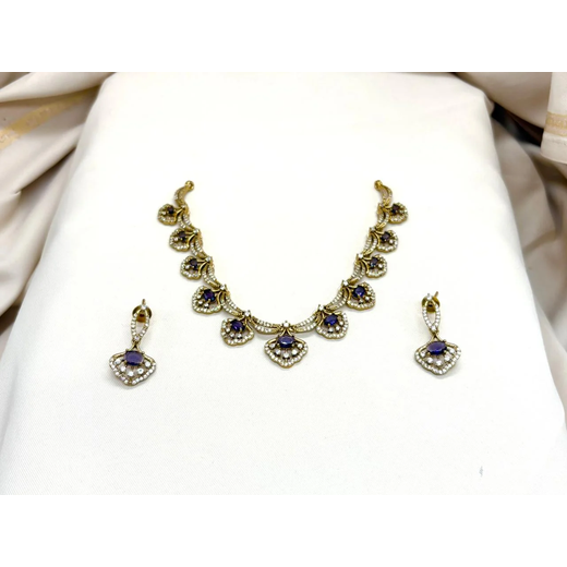 Victorian Purple-Stone Short Necklace