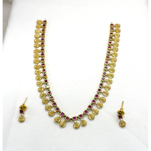 Gold finishing Lord Lakshmi Short Necklace